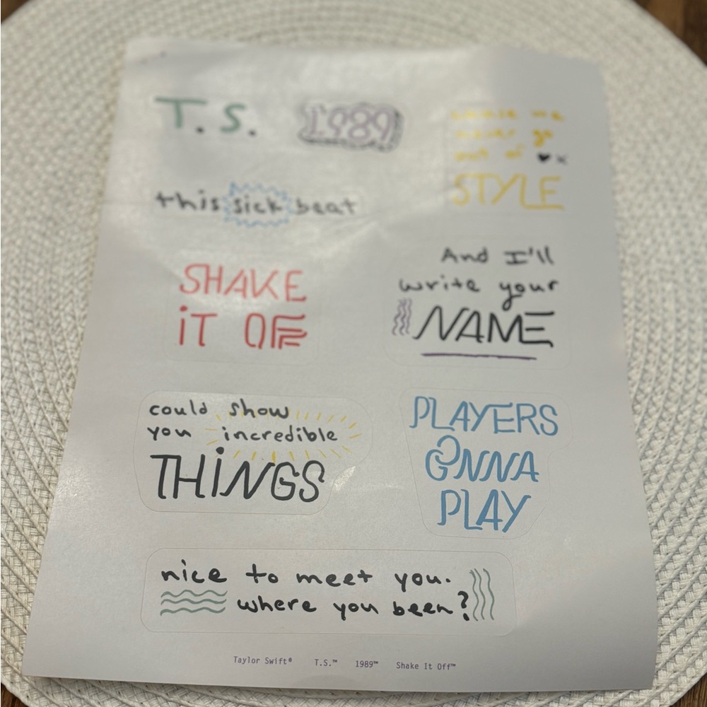 Taylor Swift original 1989 stickers